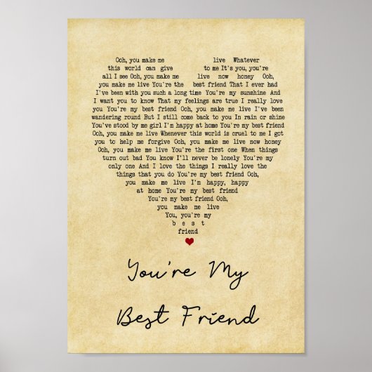 Je bent mijn beste vriend  hartlied Lyric Poster (Voorkant)