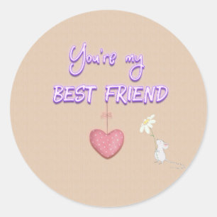 Je bent mijn beste vriendinnetje hartslagbloem ronde sticker