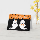 Je bent mijn Boo Cute Ghost Halloween Polka Dots Kaart (Gele Bloem)
