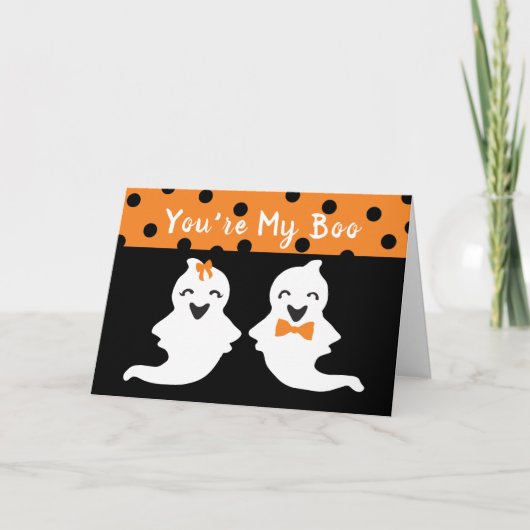 Je bent mijn Boo Cute Ghost Halloween Polka Dots Kaart (Voorkant)