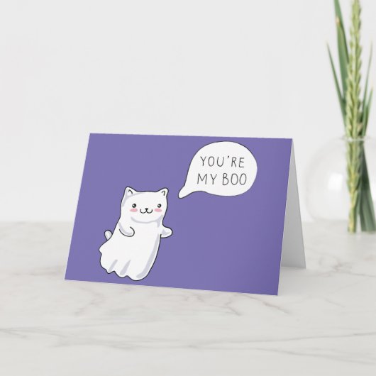 Je bent mijn Boo Ghost Cat Valentijn Feestdagen Kaart (Voorkant)