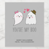 Je bent mijn Boo Halloween Kawaii Ghost Simpel Wijn Etiket (Enkel label)