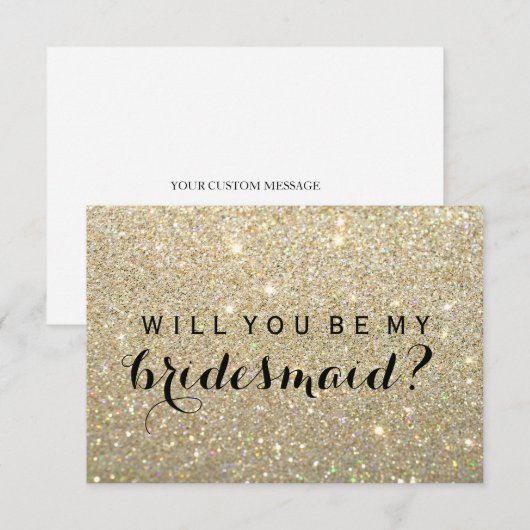 Je bent mijn Bridesmaid - Glitter Fab Kaart (Voorkant / Achterkant)