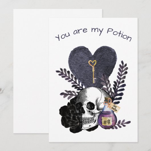 Je bent mijn drankje gothic Valentijns's schedelfl Feestdagenkaart (Voorkant / Achterkant)