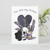 Je bent mijn drankje gothic Valentijns's schedelfl Feestdagenkaart (Staand voorkant)