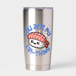 Je bent mijn Ebi-ding blauwe tekst Sushi Geïsoleerde Drinkbeker