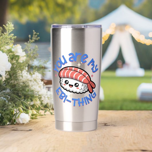 Je bent mijn Ebi-ding blauwe tekst Sushi Geïsoleerde Drinkbeker (Bruiloft (Gedraaid) )