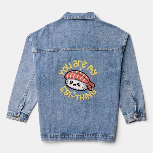 Je bent mijn Ebi-ding gele tekst Sushi Denim Jacket (Achterkant)