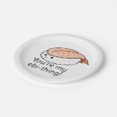 Je bent mijn ebi-ding sushi pun papieren bordje (Gekanteld)
