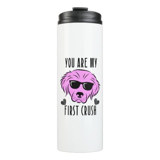 "Je bent mijn eerste crush" Schattigee hondentuime Thermosbeker (Voorkant)