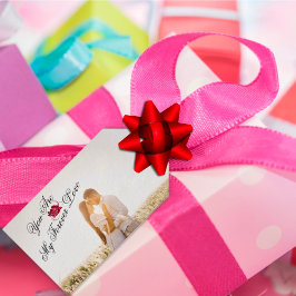 "Je bent mijn eeuwige liefde" Red Rose Elegant Fot Cadeaulabel