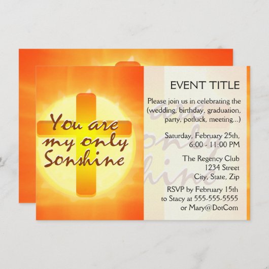 Je bent mijn enige zonneschijn met Cross Kaart (Voorkant / Achterkant)