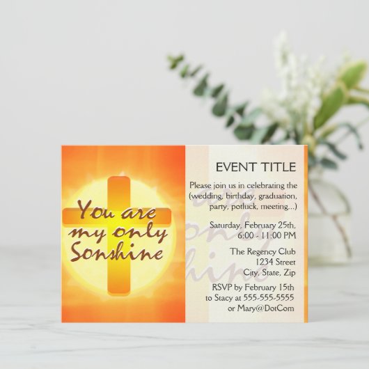 Je bent mijn enige zonneschijn met Cross Kaart (Staand voorkant)