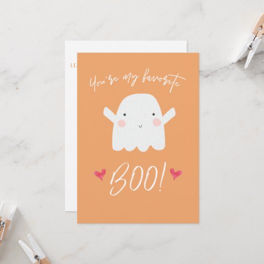 "Je bent mijn favoriete Boo!" Cute Halloween Ghost Kaart (Voorkant / Achterkant in situ)