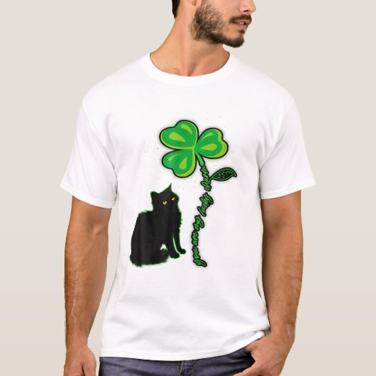 Je bent mijn gelukszak St. Patrick's Day Black Cat T-shirt (Voorkant)