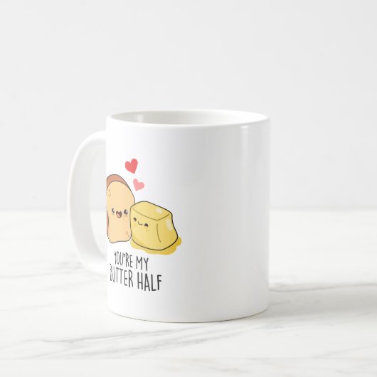 Je bent mijn halfgrappige Butter Toast Pun Koffiemok (Voorkant links)