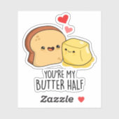 Je bent mijn halfgrappige Butter Toast Pun Sticker (Vel)