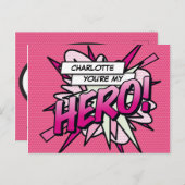 Je bent mijn HERO Fun Retro Comic Book Pop Art Briefkaart (Voorkant / Achterkant)