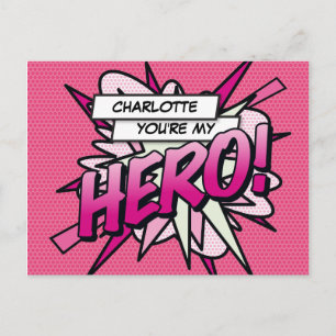 Je bent mijn HERO Fun Retro Comic Book Pop Art Briefkaart