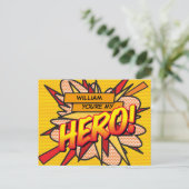 Je bent mijn HERO Fun Retro Comic Book Pop Art Briefkaart (Staand voorkant)