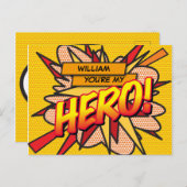 Je bent mijn HERO Fun Retro Comic Book Pop Art Briefkaart (Voorkant / Achterkant)