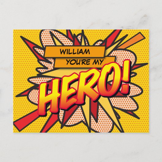 Je bent mijn HERO Fun Retro Comic Book Pop Art Briefkaart (Voorkant)