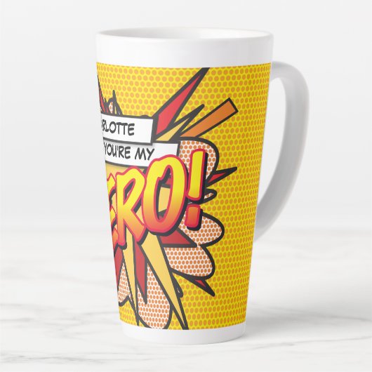 Je bent mijn HERO Fun Retro Comic Book Pop Art Latte Mok (Rechterhoek)
