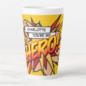 Je bent mijn HERO Fun Retro Comic Book Pop Art Latte Mok (Voorkant)