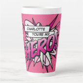 Je bent mijn HERO Fun Retro Comic Book Pop Art Latte Mok (Voorkant)
