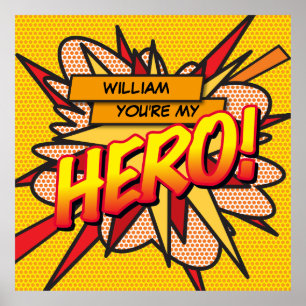 Je bent mijn HERO Fun Retro Comic Book Pop Art Poster