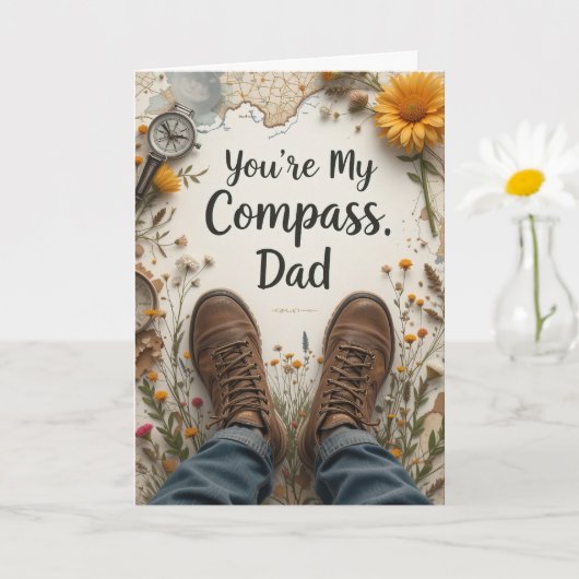 Je bent mijn kompas vader wandelen vaders dag kaart (Kleine Plant)