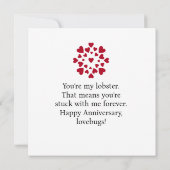 Je bent mijn kreeft Funny Love Jubileum Kaart (Achterkant)