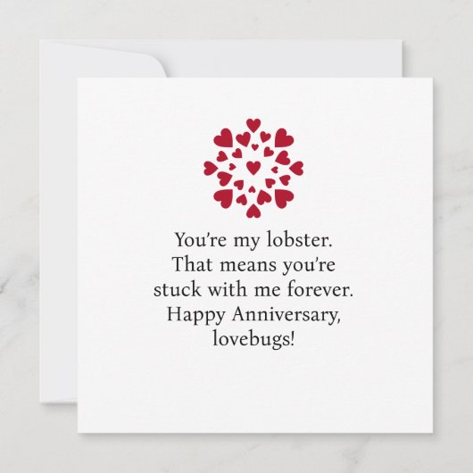 Je bent mijn kreeft Funny Love Jubileum Kaart (Achterkant)