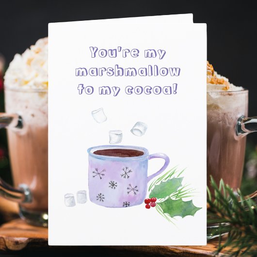 Je bent mijn Marshmallow op mijn cacaoWaterverf Feestdagen Kaart