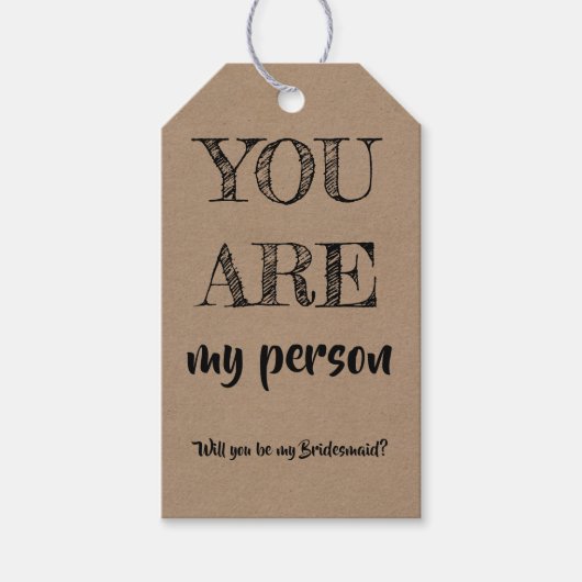 Je bent mijn persoon - grappig bruidsmeisje voorst cadeaulabel (Voorkant)