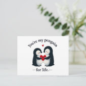 Je bent mijn pinguïn voor het leven paar briefkaart (Staand voorkant)