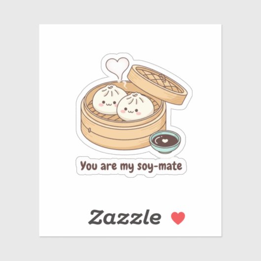 Je bent mijn Soy-mate Lieve Dim Sum Valentijnstick Sticker (Vel)