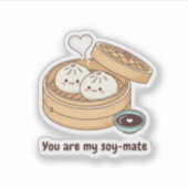 Je bent mijn Soy-mate Lieve Dim Sum Valentijnstick Sticker (Voorkant)