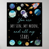Je bent mijn Sun Moon Stars Space Blue en Gold Poster (Voorkant)
