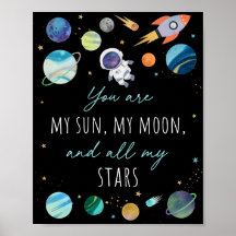Je bent mijn Sun Moon Stars Space Blue en Gold