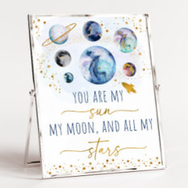 Je bent mijn Sun Moon Stars Space Blue en Gold Poster