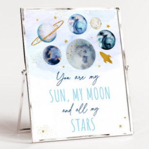 Je bent mijn Sun Moon Stars Space Blue en Gold Poster