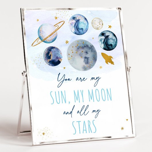 Je bent mijn Sun Moon Stars Space Blue en Gold Poster