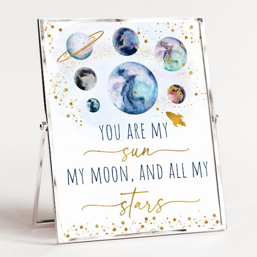 Je bent mijn Sun Moon Stars Space Blue en Gold Poster