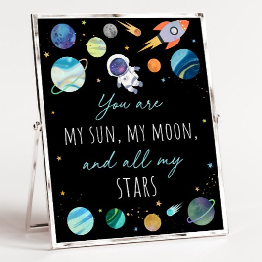 Je bent mijn Sun Moon Stars Space Blue en Gold Poster