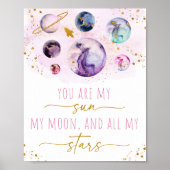 Je bent mijn Sun Moon Stars Space Roze en Gold Poster (Voorkant)