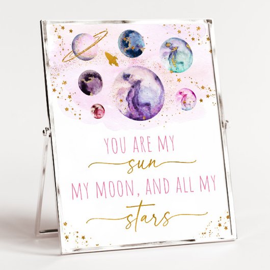 Je bent mijn Sun Moon Stars Space Roze en Gold Poster