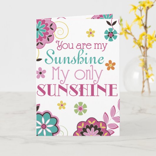 Je bent mijn Sunshine 3 Panel Wenskaart Kaart (Gele Bloem)