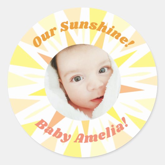 Je bent mijn Sunshine Baby Announement. Ronde Sticker (Voorkant)