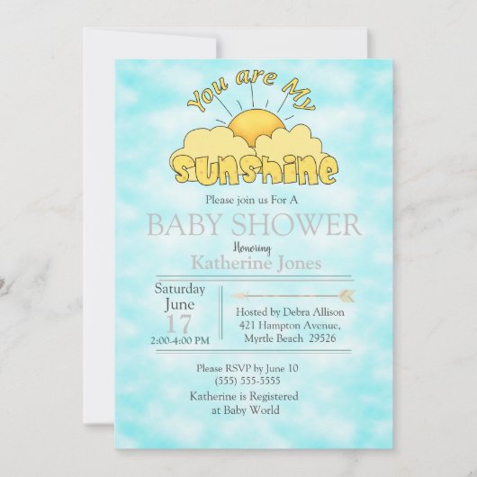 Je bent mijn Sunshine Baby Nuetral Shower-uitnodig Kaart (Voorkant)
